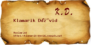 Klamarik Dávid névjegykártya